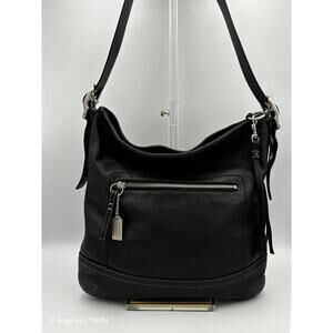 Vintage Coach Slim Black Leather Shoulder Bag | Minimalist 90s Purse 1414